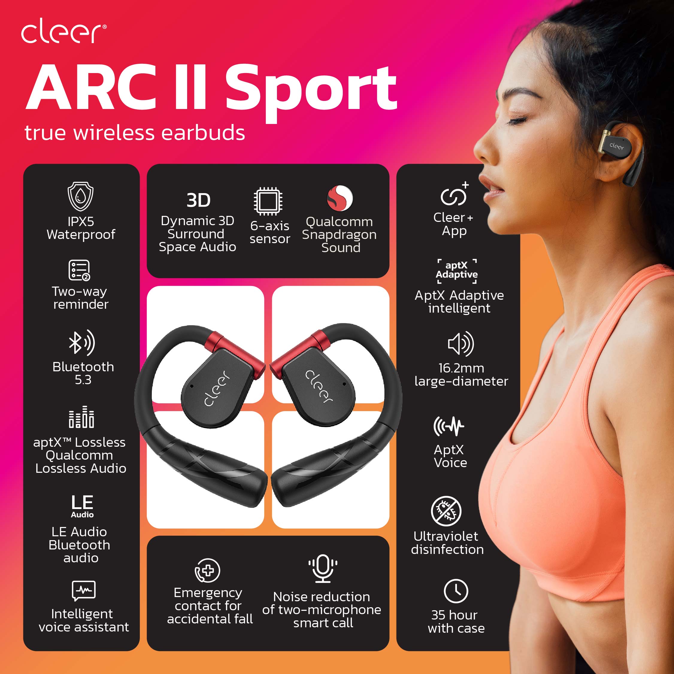 1.Pic Cleer Audio ARC II SPORT 01 | ARC II MUSIC | RTB เปิดตัวหูฟัง 2 รุ่น “ARC II MUSIC” และ “ARC II SPORT” จากแบรนด์ Cleer ด้วยดีไซน์มาแรงแบบ Open Ear